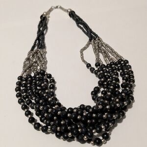 Elegant Black and Silver Beaded Necklace